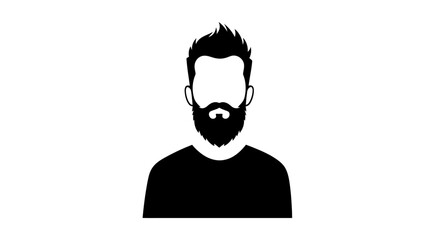 bearded man silhouette simple icon, strong style, isolated on transparent background