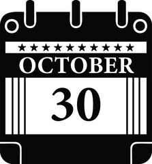 October 30 Calendar Icon – Black and White Date Graphic for Events