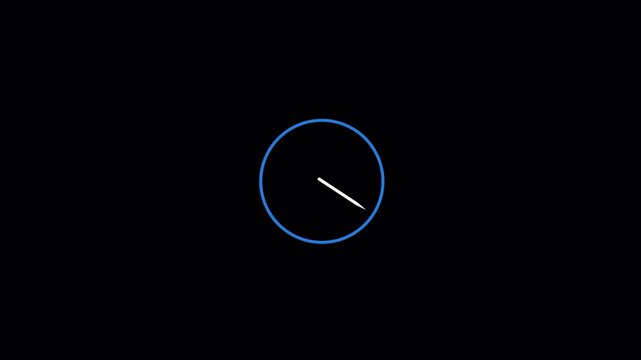 Analog clock animation with transparent background animated wall clock . clock with moving arrows, Analog clock ticking animation in 4k. 
