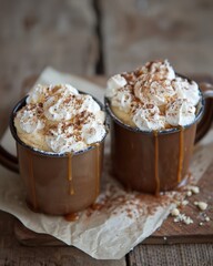 Delicious mini eclairs filled with vanilla cream and topped with caramel for autumn comfort