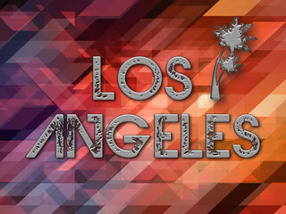 Testo LOS ANGELES con sfondo colorato