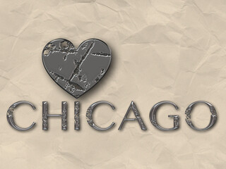 Testo CHICAGO con sfondo colorato
