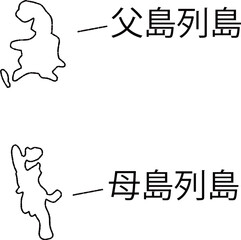 手描きの小笠原諸島の地図イラスト