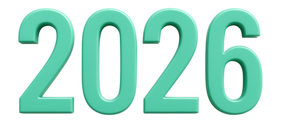 2026 year number in bold mint green with shadow