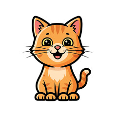 Fototapeta premium Cartoon illustration of a cheerful ginger kitten sitting.