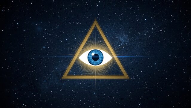  The third eye enclosed within a glowing triangle radiates mystical energy, symbolizing spiritual awakening, higher consciousness, inner vision, enlightenment
