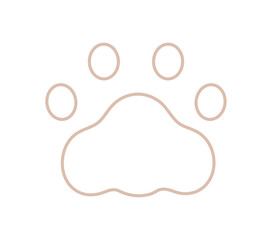 茶色い線画の猫の肉球のアイコン- シンプルでおしゃれな動物の足跡のイラスト素材