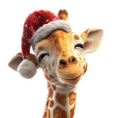 Giraffe in Santa Hat Festive Cheer on Safaris Tallest Friend.