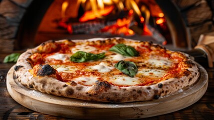 Indulge in a delicious bubbling cheese pizza fresh from a traditional wood fired oven delight