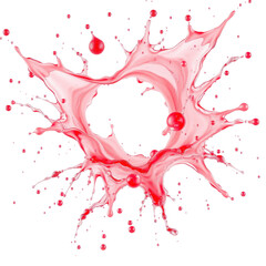 Dynamic splash of red juice creating heart shape on white background  