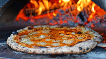 Deliciously bubbling cheese pizza straight from the wood fired oven for ultimate flavor