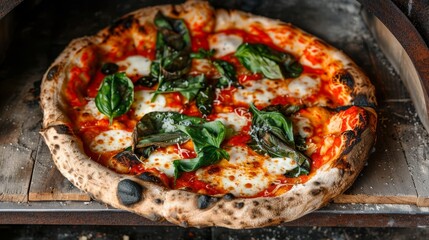 Deliciously bubbling cheese pizza straight from the wood fired oven for an authentic taste
