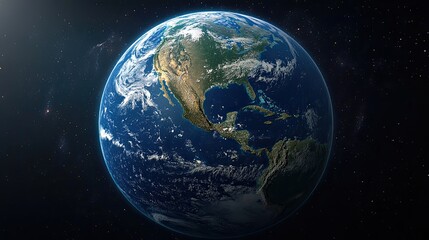Obraz premium Detailed gigapixel art showing a vibrant, rotating Earth against a backdrop of stars in space