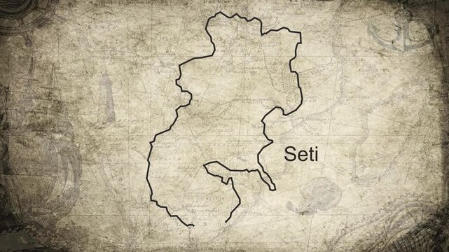 Seti map drawn on a cartography background sheet of paper
