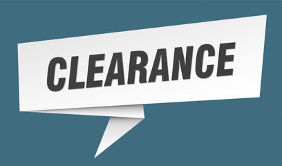 clearance banner. clearance speech bubble, label, sticker, sign template
