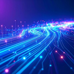 Abstract digital network.  Vibrant glowing lines and points
