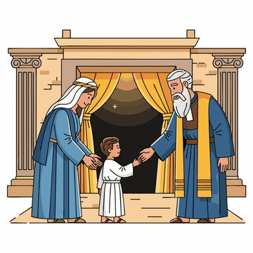 Samuel left in to care of Eli by his mother Hannah, bible story