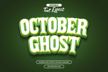 3d october ghost editable text effect with green background