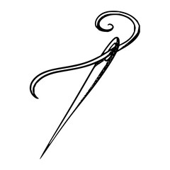 Elegant needle and thread design for sewing, embroidery, and craft projects, vintage style