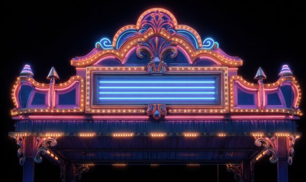Neon marquee sign, vintage style - Powered by Adobe