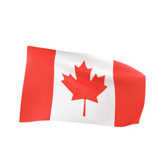 Waving Canadian flag, isolated on transparent background , 3d, png
