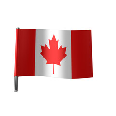Small cartoon Canada flag illustration with waving maple leaf symbol, isolated on transparent background , 3d, png