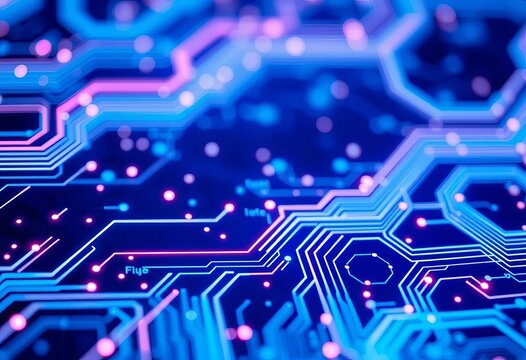 Abstract futuristic blue circuit board, glowing lines, technology background,  vector,  backdrop