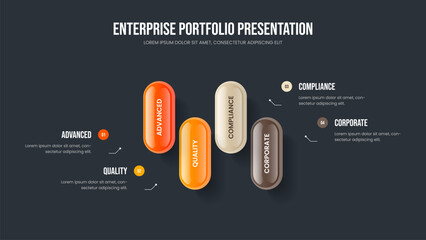 Sales Campaign Four Option Infographic Presentation Template. Financial Growth Slideshow Design Vector Illustration. Digital Profile 4 Element Diagram Frame Layout.