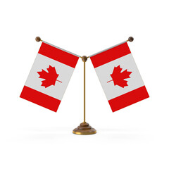 Canadian Y-shaped double table flag stand with maple leaf design isolated on transparent background , 3d, png