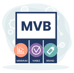 MVB - Minimum Viable Brand acronym. business concept background. vector illustration concept with keywords and icons. lettering illustration with icons for web banner, flyer