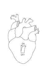 Turn your heart on with this anatomical design with a switch illustration, perfect for prints