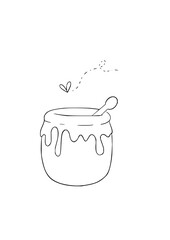 Doodle of a Honey Pot with a Stirrer and a Heart