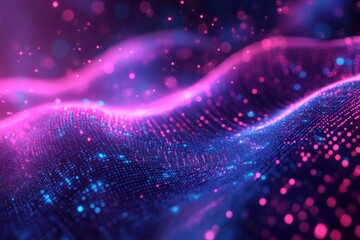 Abstract Digital Waveform with Pink and Blue Particles image