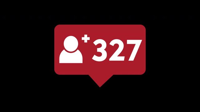 Speech bubble with a person icon and counting up. Social media followers - Counting up to 500 people following animation