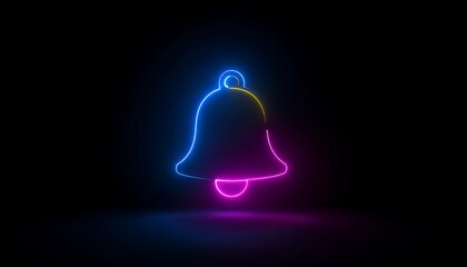 Neon bell icon on black background (3)