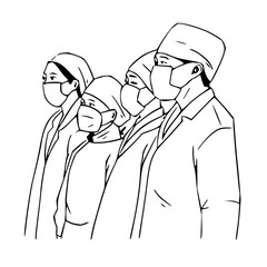 Fototapeta premium Dedicated medical team in masks united in purpose, serving with courage and professionalism.