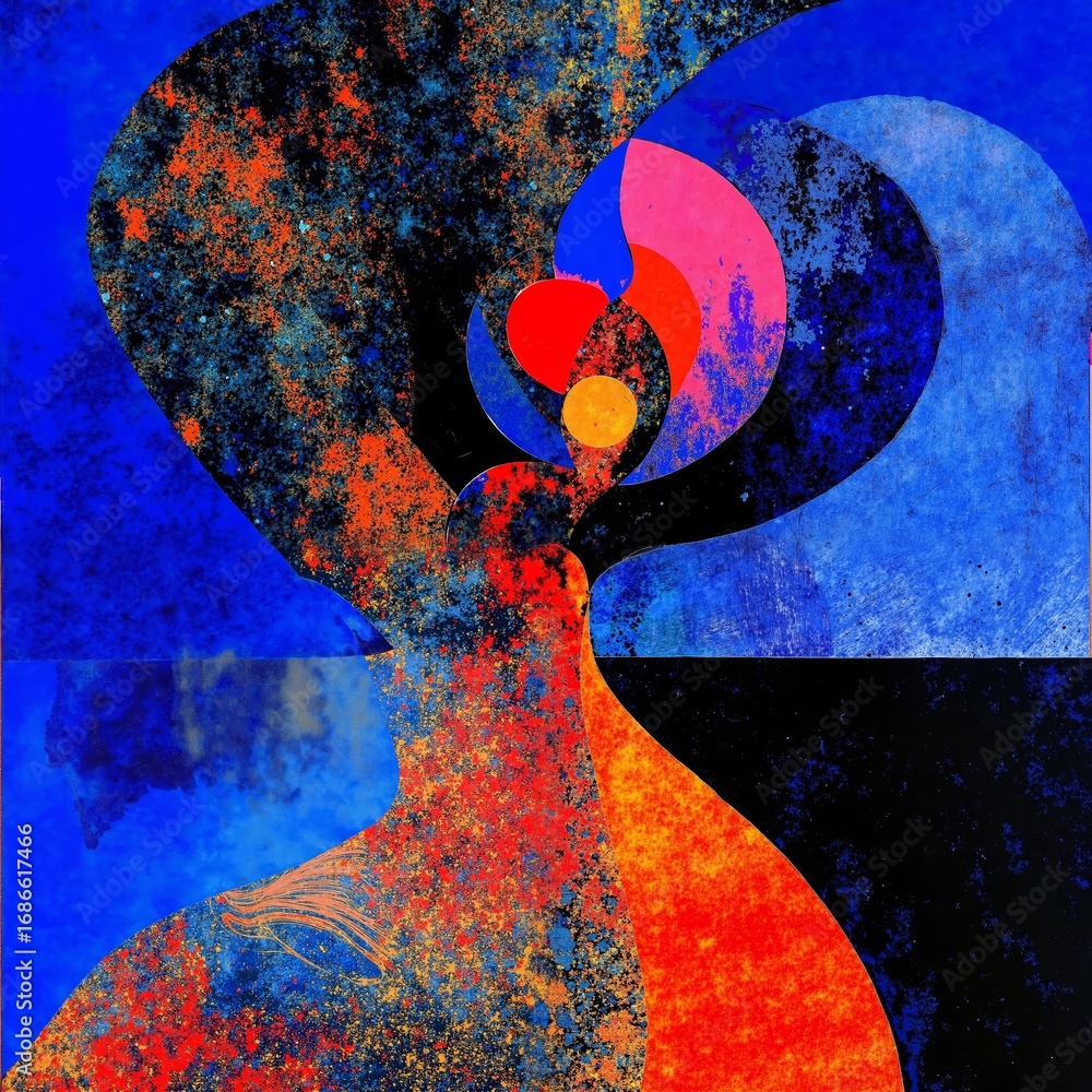 Poster abstract multi color collage art design. dynamic bright expressive mixed media artwork. modern decor