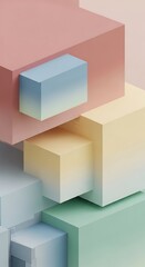 Geometric Harmony: A Composition of Pastel Cubes in Balanced Asymmetrical Arrangement