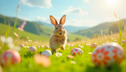 easter bunny and easter eggs