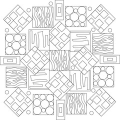 spiritual ZENTANGLE PATTERN GEOMETRIC christmas symbol square adult coloring page circular celtic mandala mystic vector