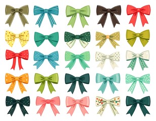 Colorful ribbon bows collection
