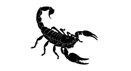 Black scorpion silhouette illustration with sharp details, perfect for design, logo, or Scorpio zodiac symbol
