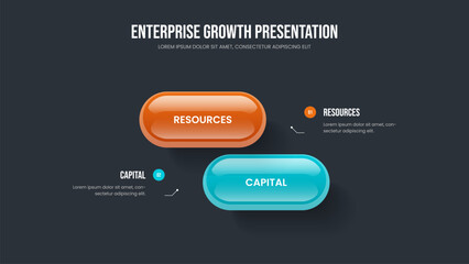 Consulting Launch Presentation Layout Vector Illustration. Service Forecast Two Option Infographic Slide Template. Project Plan 2 Element Diagram Frame Design.