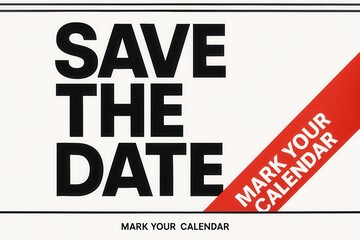 Obraz premium SAVE THE DATE and MARK YOUR CALENDAR promotion banner, bold minimalist style, essential retail event announcement offer.