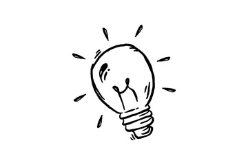 Hand drawn lightbulb lamp icon vector sketch illustration