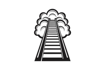 Ladder Reaching Into Clouds on White Background Concept Symbol
