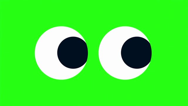 Googly eyes looking around on green screen