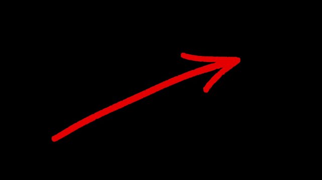 hand drawn red arrow on black background	