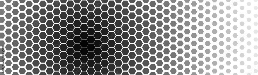 Aufkleber abstract hexagon honeycomb horizontal background gradient depth effect for tech, ai, blockchain, bus