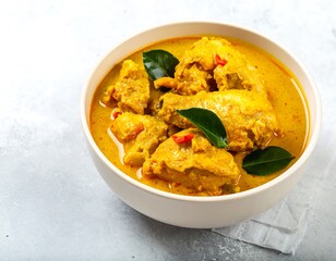Creamy chicken curry in bowl